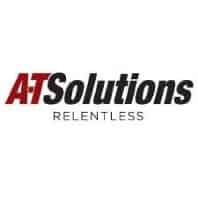 Logo reading "AT Solutions Relentless" with "AT" in red and "Solutions Relentless" in black text.