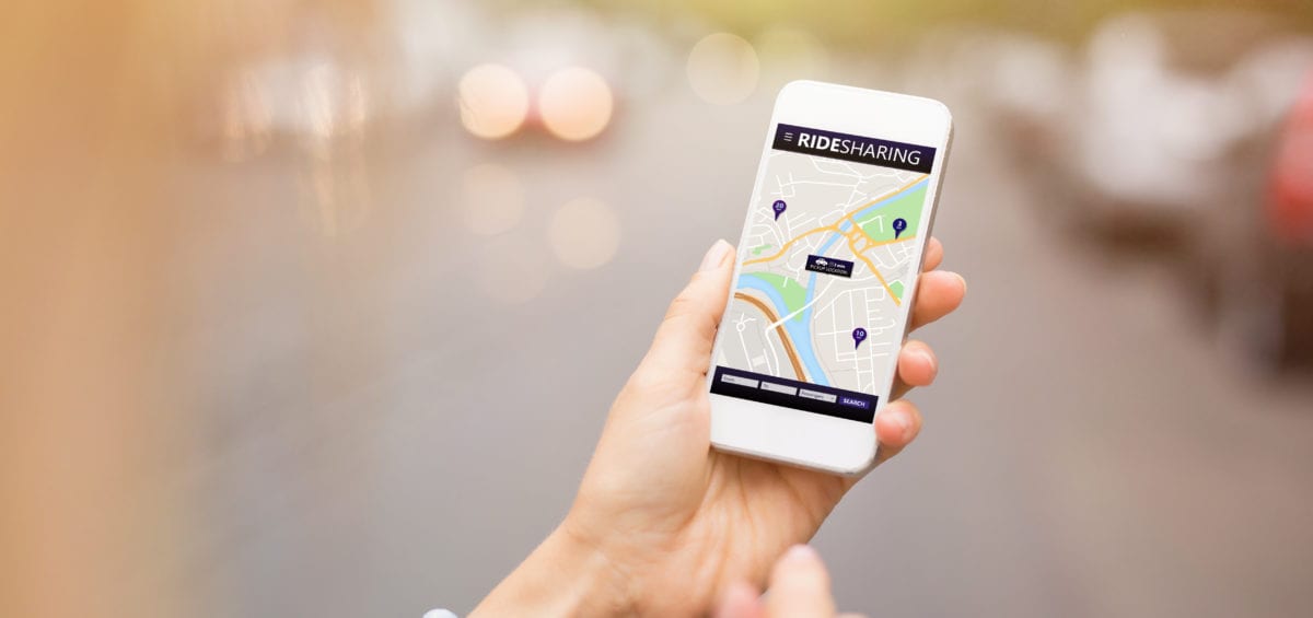 Ride share app on mobile phone