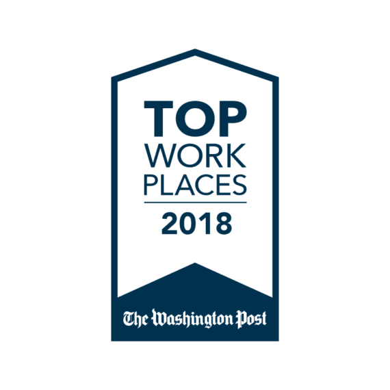 Graphic of The Washington Post's "Top Work Places 2018" award.