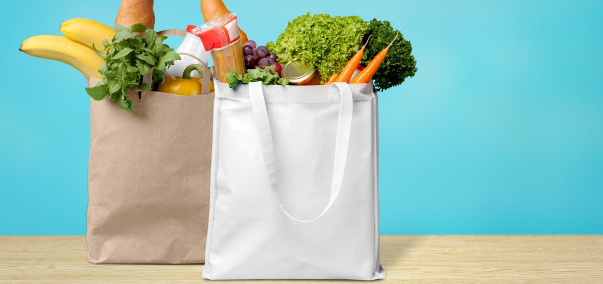 Shopping bags with groceries