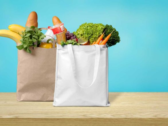 Shopping bags with groceries