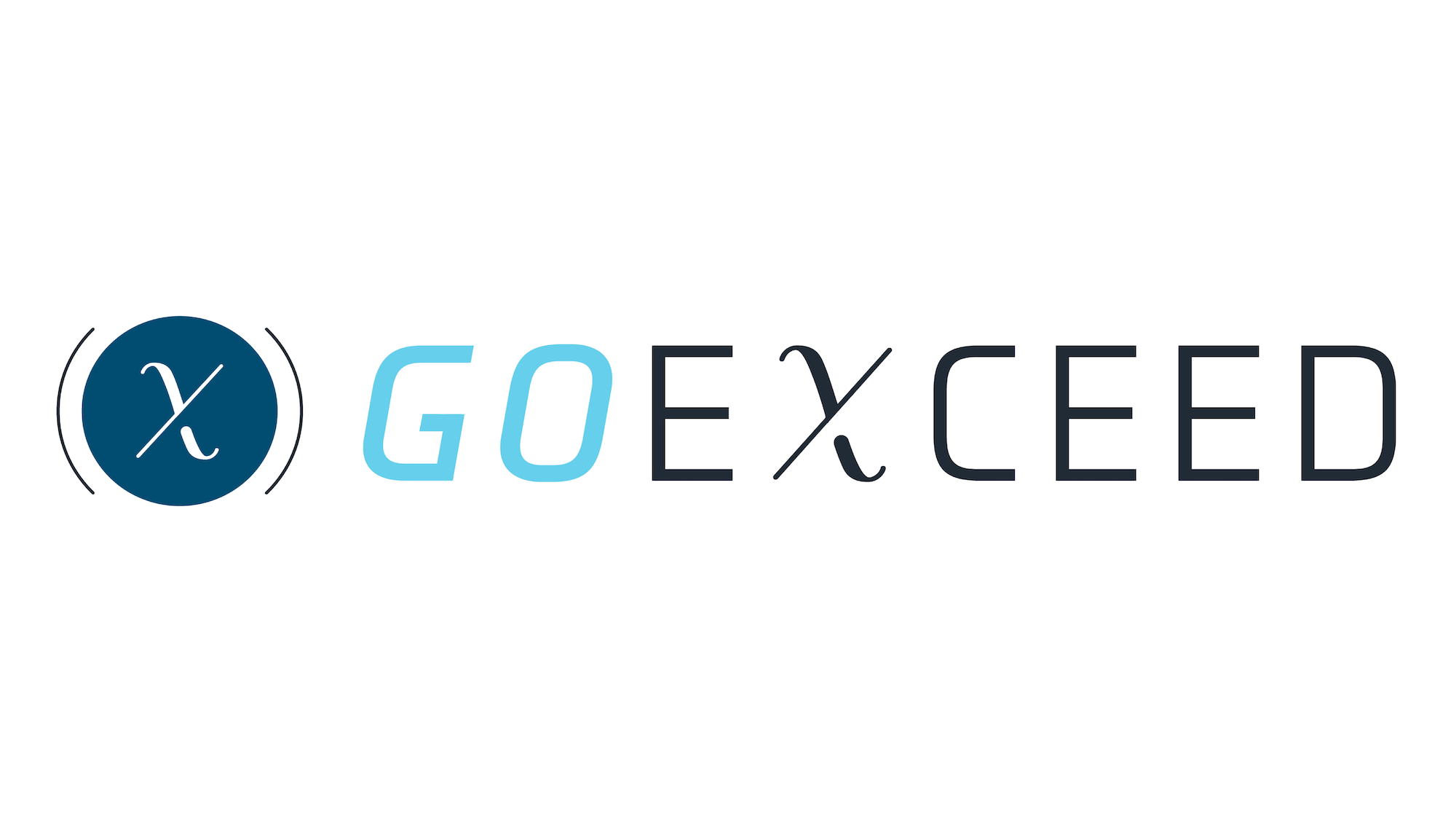 GoExceed logo featuring a dark blue circle with a white "X" on the left, and the words "GO EXCEED" in a modern font, with "GO" in light blue and the rest in black.